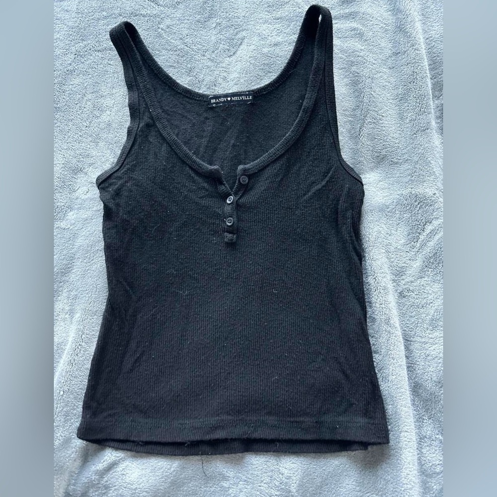 Brandy Melville Black Buttoned Tank Top
